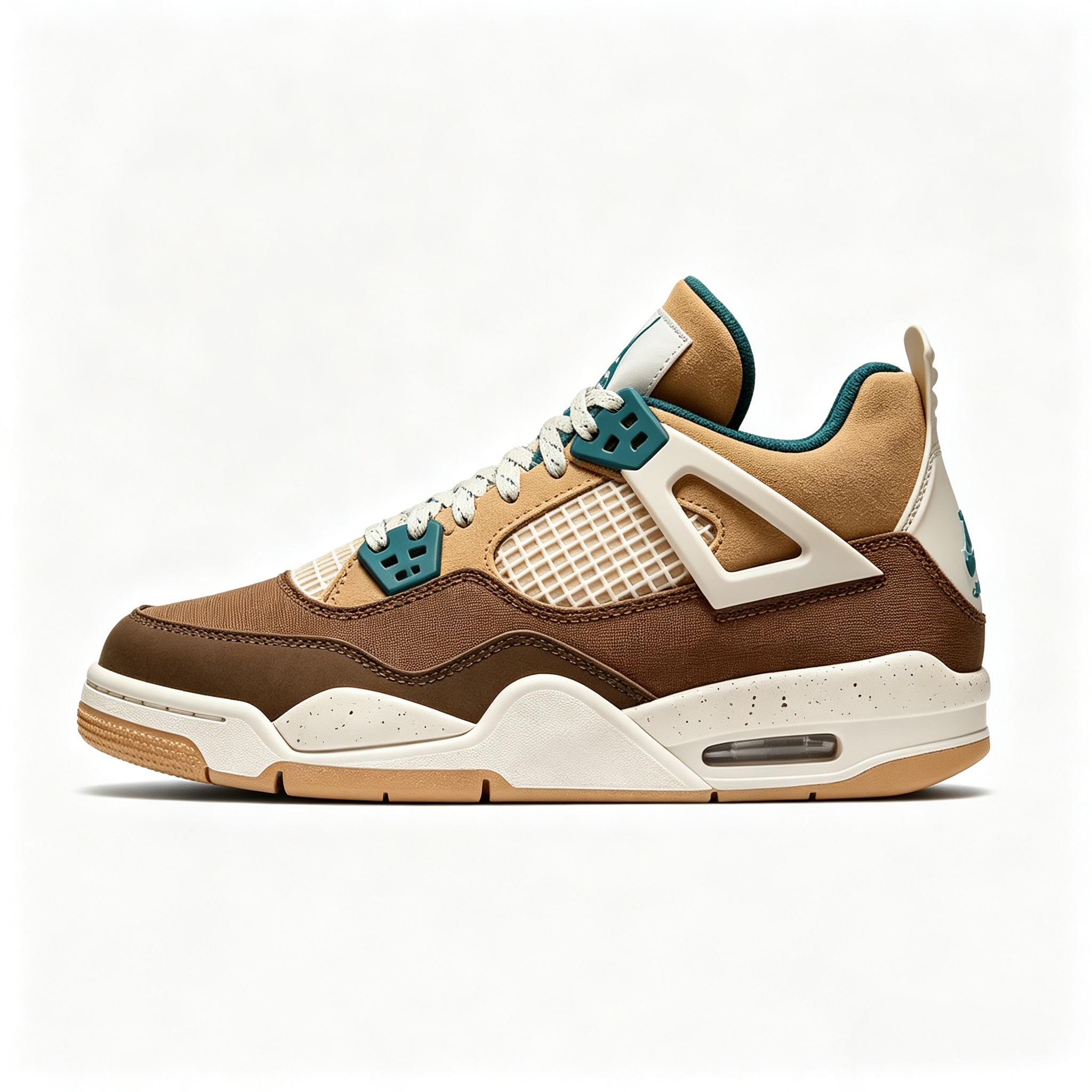 Air Jordan 4 Retro GS Brown White Kids Vintage Basketball Sneakers FB2214‑200